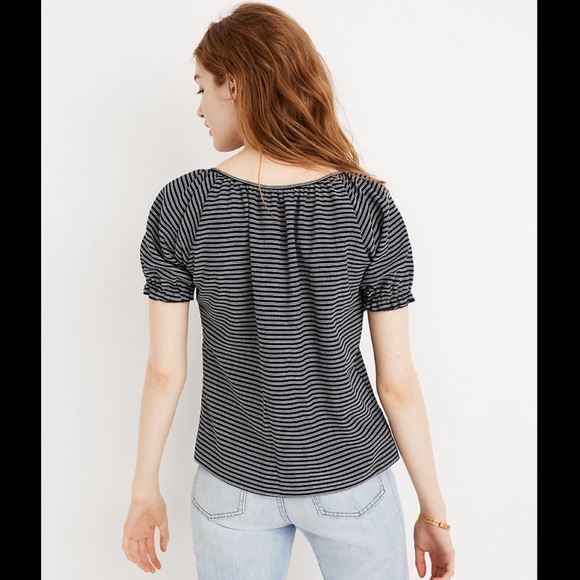 NWT Madewell Smoked Peasant Top in Navy Bay Stripe - Picture 8 of 9